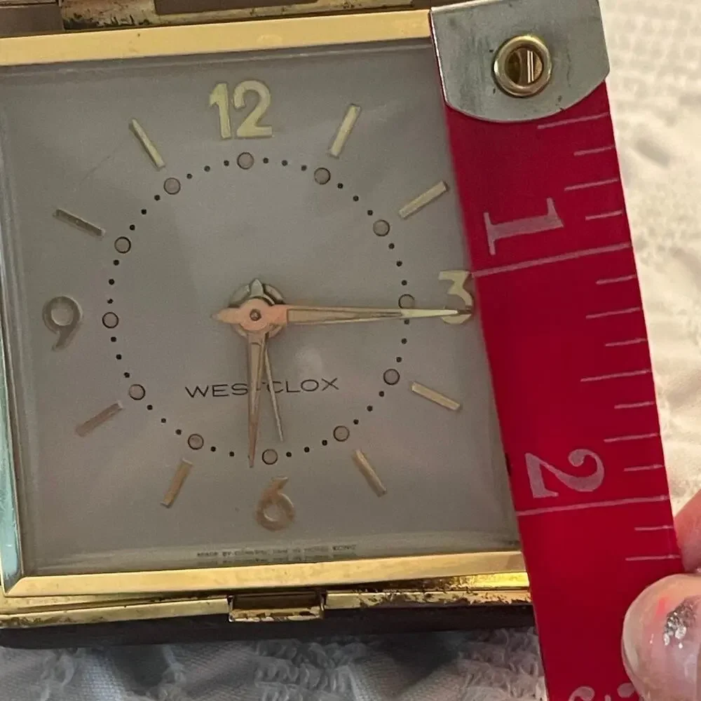Vintage Westclox portable travel clock and alarm works!! 2-1/4